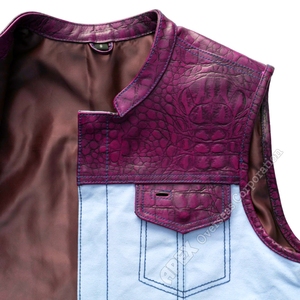 Chaleco de cuero genuino de calidad premium las alas que caminan negro con botón cubierto Dos bolsillos exteriores transpirables para el invierno - Product Image 4