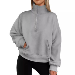 Sudadera de Cuello Alto para Mujer, Personalizable, de Alta Calidad, con Cierre, Tejida, 100% Algodón Ecológico, con Logotipo Frontal, Cálida para Invierno - Product Image 4