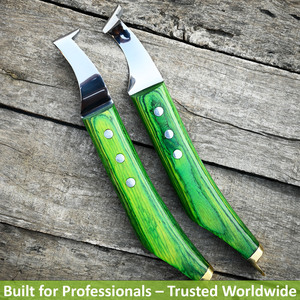 Meilleurs outils de maréchal-ferrant Couteau et boucle de sabot de maréchal-ferrant ergonomique avec lame large et extrémité en laiton Outil de coupe de sabot de cheval à droite - Product Image 5