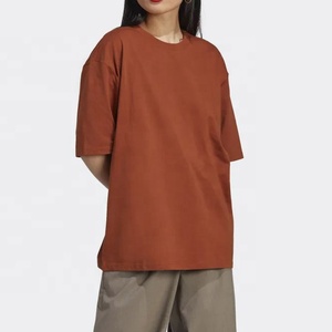 T-shirt d'été en coton respirant pour femmes surdimensionné décontracté haut Streetwear impression de Logo personnalisé écologique teint uni blanc - Product Image 1