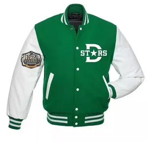 Fabricante personalizado de alta calidad bordado de cuero mangas Letterman Varsity chaquetas para hombres Varsity chaquetas personalizadas para hombres - Product Image 1