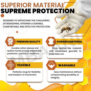 Men's & Women's GoatSkin Beekeeping Gloves with Long Canvas Sleeves & Breathable Vent - Product Image 4