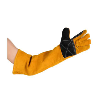 Gants économiques longs en cuir de vachette rouge fendu Protection des mains de sécurité résistante à la chaleur et à la flamme renforcée pour les travaux de soudage - Product Image 6