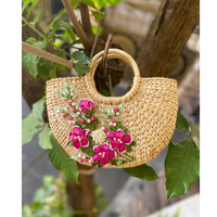 Vietnam kualitas tinggi pilihan terbaik Portable Handwoven kecil kotak rotan alam pegangan atas tas tangan dengan serut rotan keranjang tas