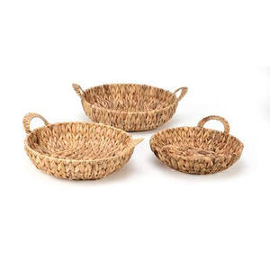 Venta caliente nueva tendencia multiusos ecológico hecho a mano redondo jacinto de agua bandeja con asas - Product Image 1