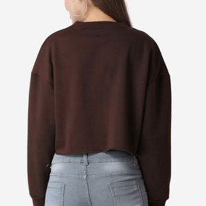 Sudadera corta de algodón 100% para mujer, conjunto de 2 piezas con hombros caídos, pantalones para correr, Sudadera con capucha en blanco, logotipo personalizado de gran tamaño - Product Image 5