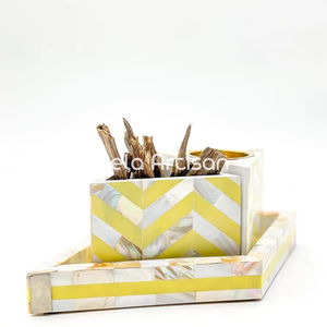 Ensemble d'encens indien écologique en acier inoxydable à motif de chevrons en nacre élégante Décoration intérieure faite à la main de qualité supérieure - Product Image 2