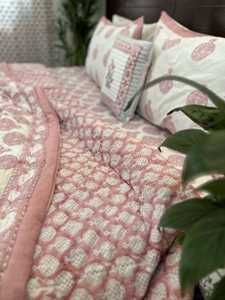 Diseño de lujo tradicional 200 GSM relleno de algodón Granada Reversible bloque de mano Jaipuri edredón impreso 60x90 "y 90x108" tamaño - Product Image 3