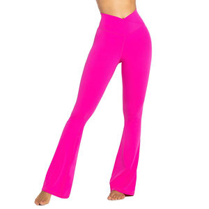 Top Trending Custom Fashion Casual Flare Pantalones Yoga Leggings Sports Athletic Flare Pants para Mujeres para el verano Flat Front - Product Image 6