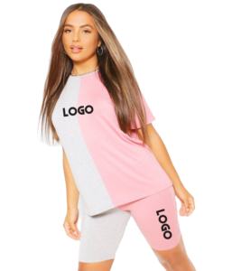 Robes décontractées respirantes pour femmes avec logo personnalisé-Ensemble de chemises courtes de couleur 2 tons 100% coton pour l'été, le printemps et l'automne - Product Image 4