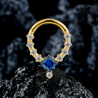 Droite Grand ASTM F136 Titane Carré CZ Articulé Segment Septum Anneau Daith Helix Hoop Boucle D'oreille Nez Piercing Bijoux De Corps