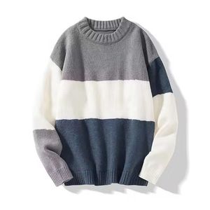 Pull tricoté unisexe à blocs de couleur, col rond, coupe oversize, décontracté, pour l'automne, longueur standard, style uni, très tendance - Product Image 3