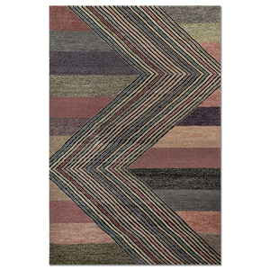 Alfombra Manchaha de Lana y Seda de Bambú Anudada a Mano, Gris y Negra, Tamaño 9x12, Rectangular, Diseño Chevron, para Sala de Estar, Pasillo, Modelo Les-1033-B - Product Image 1