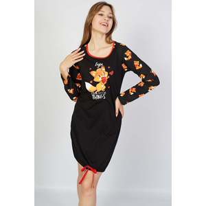 BAYAN P.SUPREM O YAKA REGLAN UZUN KOL ETEGI BUZGULU TUNIK - สีดำ - สีดำ - Product Image 1