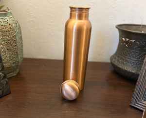 100% Pure Copper Eco-Friendly Sustainable Large Capacity <b>1L</b> Handcrafted Water <b>Bottle</b> Lid-Premium Ayurvedic Health Office - Product Image 2