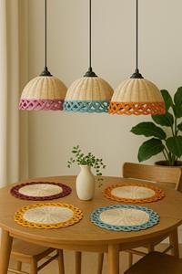 Manteles individuales de ratán de colores personalizados, productos ecológicos hechos en Vietnam, decoración de mesa al por mayor - Product Image 2