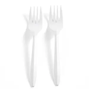 标准质量148毫米2.5克聚丙烯中等重量白色塑料叉子，适用于家庭和酒店餐饮服务，价格优惠