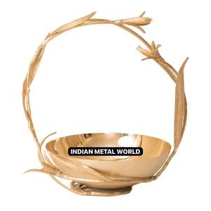 Cuenco de chocolate de metal con acabado dorado de Calidad exclusiva con hoja de oro adornada, perfecto para servir comida en bodas y eventos elegantes - Product Image 2