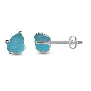 925 Plata Natural Paraiba apatita áspera mariposa cerradura Stud pendientes moda delicada punta ajuste Paquete de 4 pares - Product Image 2