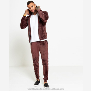 Custom Logo Velour Hoodie Sweat Suit High Quality Tracksuit Streetwear Mens Sweatsuit Velvet - Product Image 3