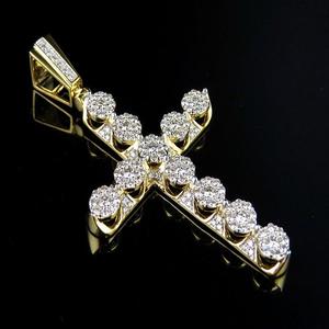 Jesus <b>Cross</b> Fully Iced Out Hip Hop <b>Pendant</b> in Round Cut Moissanite VVs Clarity Diamonds In 925 Sterling <b>Silver</b> - Product Image 1