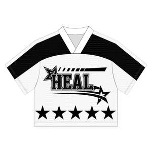 Dernier design Nouveau maillot de sport pour hommes Boxy Polyester respirant Col en V Streetwear Sublimation T-shirt de football surdimensionné - Product Image 3