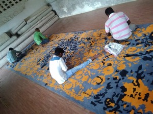 Handmade Modern Luxury Wool and Viscose Area Rug Custom <b>Wall</b>-<b>to</b>-<b>Wall</b> <b>Carpet</b> with Abstract Pattern for Home Decor - Product Image 2