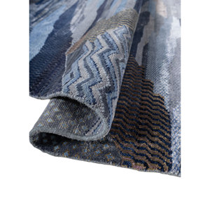 Alfombras Manchaha Azules de Lana y Seda de Bambú Anudadas a Mano con Patrón Geométrico para Uso Doméstico, para Sala de Estar, Dormitorio o Pasillo-Les-2933 - Product Image 2