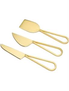 Ensemble de couteaux à fromage de qualité supérieure, fabriqués à la main, en acier inoxydable rose gold, écologiques, durables, de luxe moderne, très demandés - Product Image 5