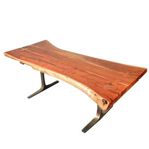 Mesa de comedor de losa de madera de borde vivo de lujo en stock Mesa de madera natural de madera de nogal sudamericano - Product Image 1