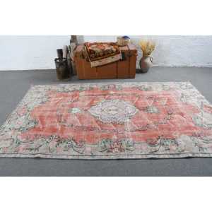 5x8.6 ft Vintage Rug, Turkish Large Rug, <b>Red</b> Moroccan <b>Wool</b> Rug - Product Image 3