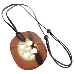 สร้อยคอเขาควายธรรมชาติสีน้ำตาลขาวสร้อยคอเขาควายทำด้วยมือสินค้าอินเดีย - Product Image 2