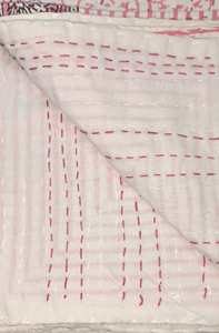 100% edredón de Color claro con tela estampada Kantha algodón acolchado cosido Jaipuri Razai algodón suave edredones tamaño King - Product Image 3