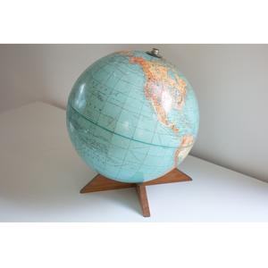 Globe terrestre vintage de style moderne du milieu du siècle, 12 pouces, base en bois massif, style antique, globe terrestre décoratif pour la décoration de bureau - Product Image 1
