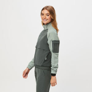Vestes spandex à manches longues et fermeture éclair pour femmes Uniforme d'hôpital médical personnalisé Veste de gommage Uniformes d'allaitement extensibles - Product Image 1