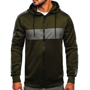 Sudadera con capucha con cremallera completa de forro polar color gris verde talla hombre nueva deportiva estilo personalizado - Product Image 3