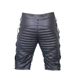 กางเกงขาสั้นสำหรับผู้ชายกางเกงขาสั้นหนังสีตัดกันทำจากปากีสถาน - Product Image 2