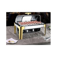 Chauffe-Plat de Luxe Professionnel en Acier Inoxydable 5L Doré et Argenté avec Couvercle – Qualité Supérieure pour Buffets et Traiteurs – Écologique