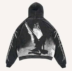 Nouveau coton mélangé 500GSM pull Sun Fade sweat à capuche hommes lavé à l'acide noir hommes Vintage fané personnalisé sérigraphie sweats à capuche - Product Image 3