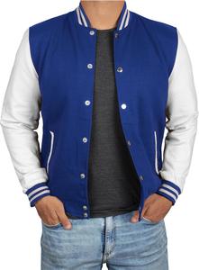 Men's New Fashion Classic <b>Baseball</b> <b>Bomber</b> <b>Jacket</b> Winter Top Outerwear with Canvas Stand Collar Front Logo - Product Image 3