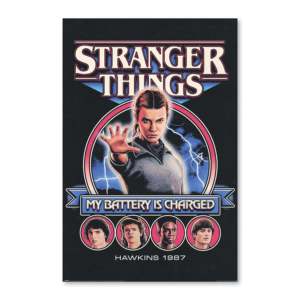 Affiche de style moderne Stranger Things 5 'My Battery Is Charged' en papier durable pour utilisation murale - Product Image 1