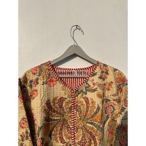 New Style Boho Quilted Women's Coat Handmade <b>Kantha</b> Indian Cotton Long Length Raw Edge Embroidered Breathable Perfect Gift - Product Image 5