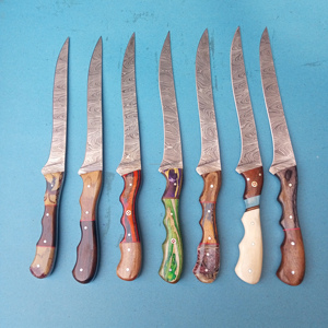 Couteau de cuisine à désosser et à fileter en acier Damas, entièrement forgé, de conception nouvelle, écologique, fait main, avec manche en bois, marque personnalisée - Product Image 6