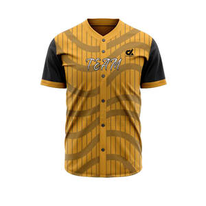 Ensemble d'uniformes de baseball pour hommes adultes en gros, 100% polyester, motif 3D, tissu respirant, col en V, logo frontal, nom d'équipe personnalisé - Product Image 3