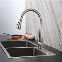 Robinet de cuisine monotrou extractible avec douchette rétractable à 360 degrés, mitigeur eau chaude et froide