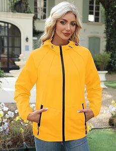 Chaqueta cortavientos ligera con capucha para mujer Impermeable con cremallera Diseño empacable - Product Image 5
