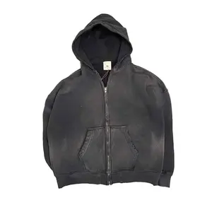 ชุดวอร์มสำหรับผู้ชายชุดผ้าฝ้าย100% มีฮู้ดและกางเกงจ็อกเกอร์ผ้าฝ้ายโพลีเอสเตอร์กำหนดโลโก้เองได้ชุดจั๊มสูทซักกรด - Product Image 6