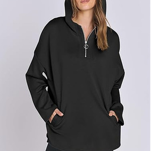 Applique personnalisée broderie femmes surdimensionné demi fermeture éclair pull à manches longues sweat fermeture éclair sweat pour les femmes - Product Image 6