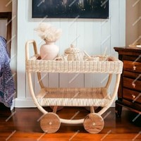 Chariot à thé en rotin fabriqué à la main écologique robuste et merveilleux jouets pour enfants semblant jouer chariot à thé en osier poussettes pour bébés landaus