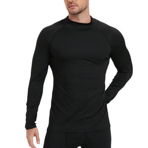 Vente en gros de logo personnalisé haut de compression à manches longues pour hommes tissu coupe-vent extensible et respirant grande taille pour l'entraînement - Product Image 1